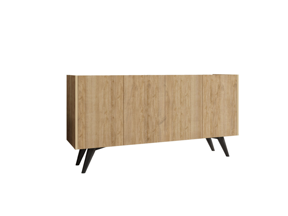 Drewniany kredens "Pekin" - 150 x 40 x 76 cm - Brązowy