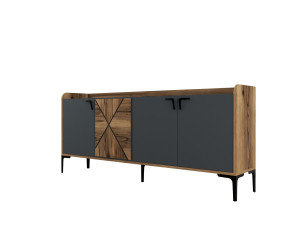 Drewniany kredens "Venedik" - 180 x 35 x 78 cm - Antracytowy szary