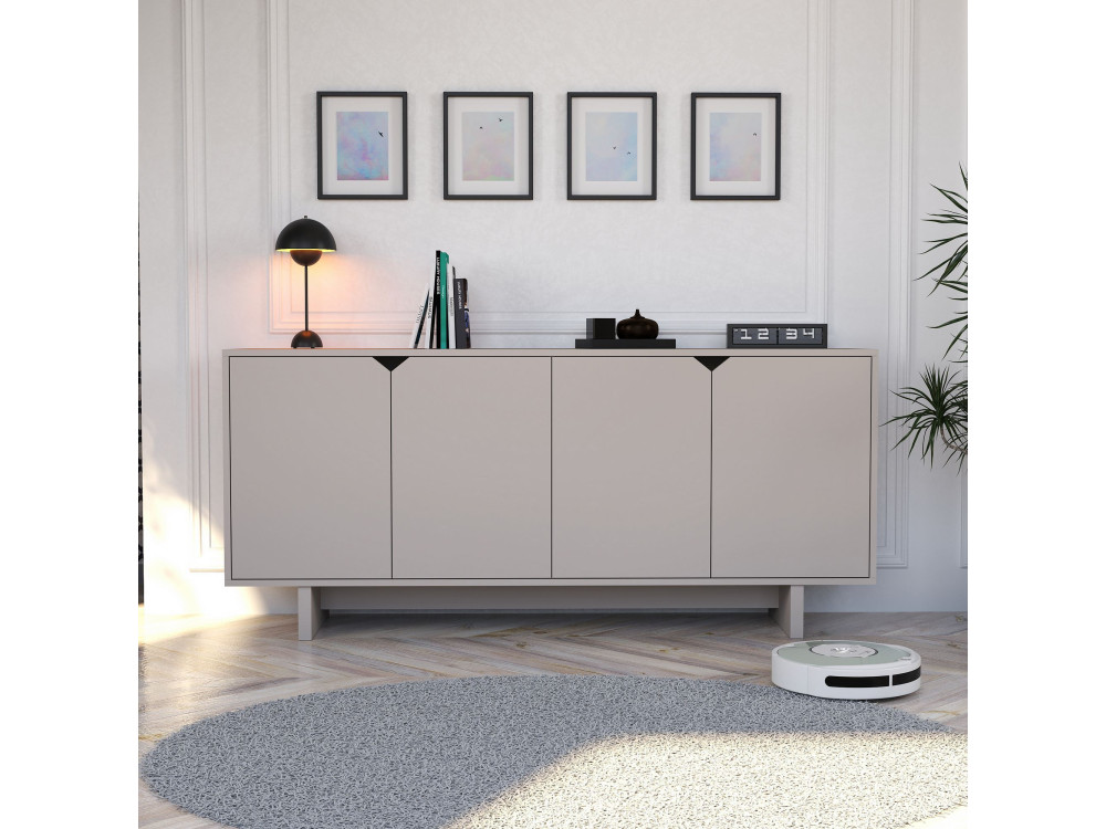 Drewniany kredens "Oz" - 180 x 40 x 81 cm - Beżowy