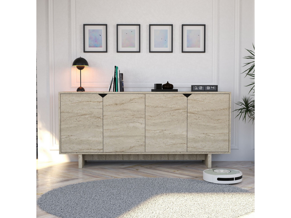 Drewniany kredens "Turan" - 180 x 40 x 81 cm - Trawertyn