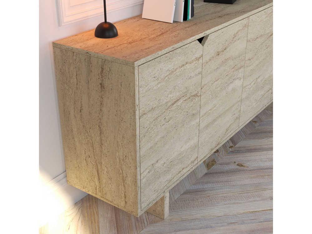 Drewniany kredens "Turan" - 180 x 40 x 81 cm - Trawertyn
