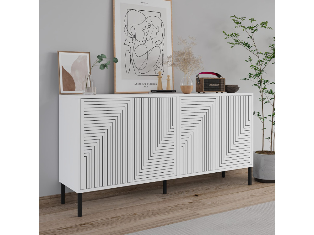 Drewniany kredens "Evolet" - 150 x 36 x 75 cm - Biały