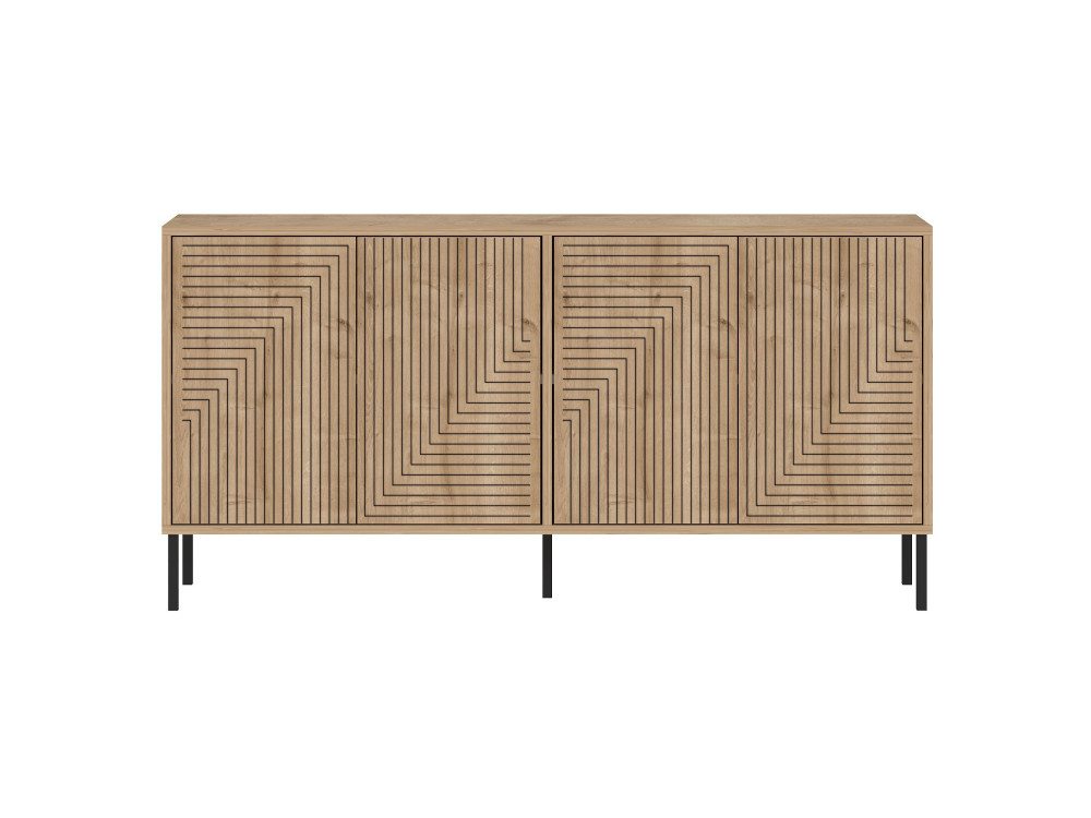 Drewniany kredens "Evolet" - 150 x 36 x 75 cm - Beżowy
