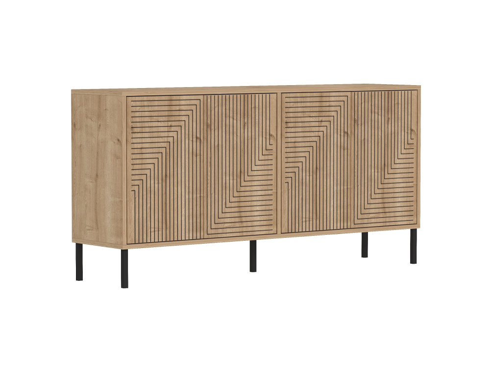 Drewniany kredens "Evolet" - 150 x 36 x 75 cm - Beżowy