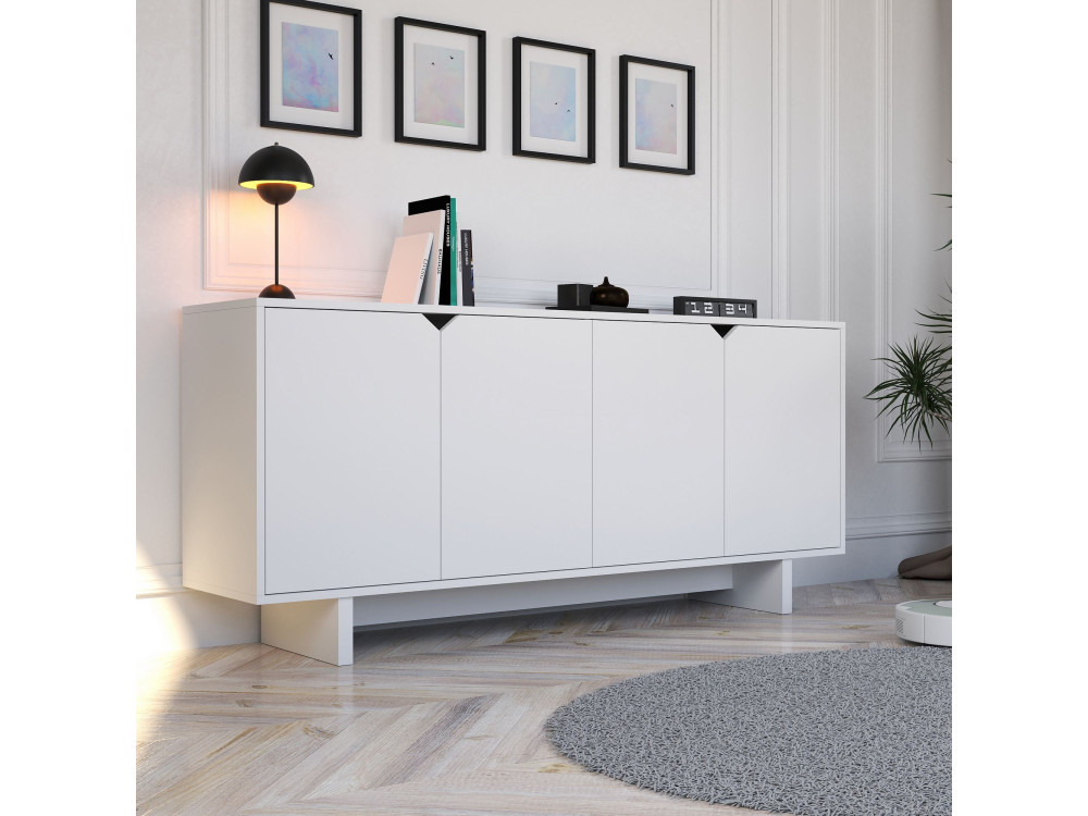 Drewniany kredens "Doruk" - 180 x 40 x 81 cm - Biały