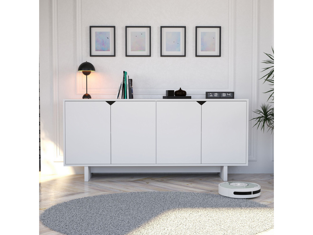 Drewniany kredens "Doruk" - 180 x 40 x 81 cm - Biały
