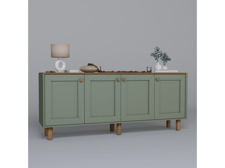 Drewniany kredens "Bohem" - 180 x 40 x 75 cm - Zielony