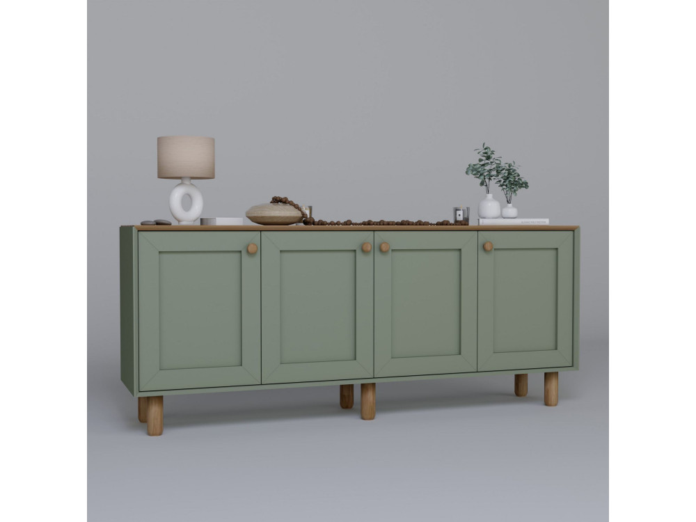 Drewniany kredens "Bohem" - 180 x 40 x 75 cm - Zielony