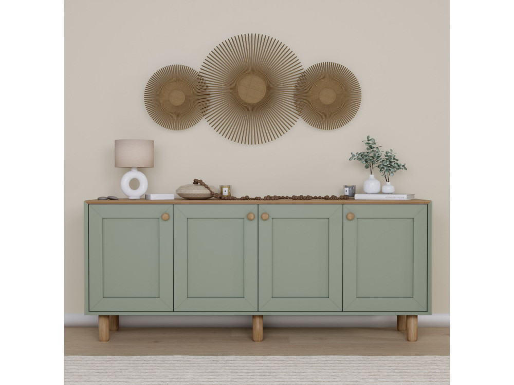 Drewniany kredens "Bohem" - 180 x 40 x 75 cm - Zielony