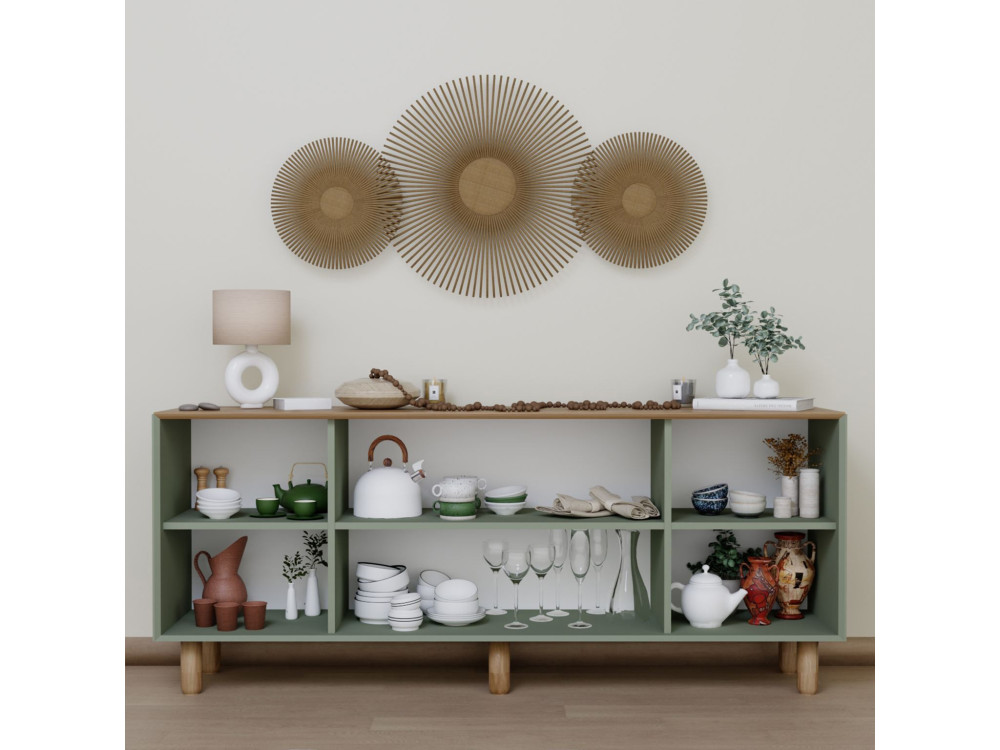 Drewniany kredens "Bohem" - 180 x 40 x 75 cm - Zielony