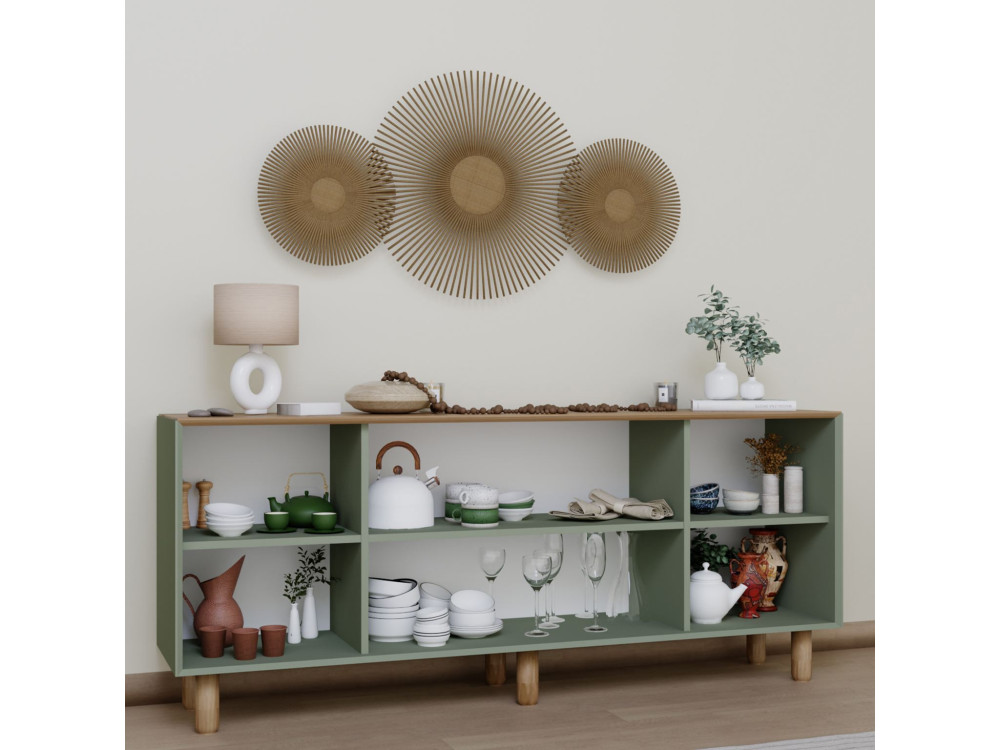 Drewniany kredens "Bohem" - 180 x 40 x 75 cm - Zielony
