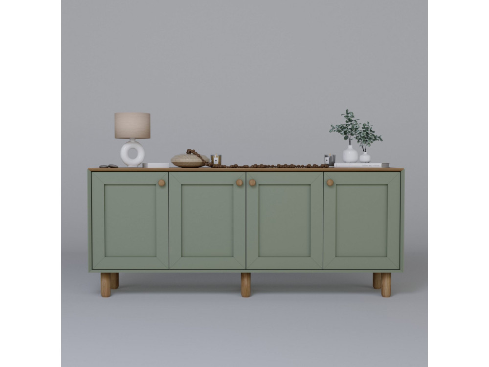 Drewniany kredens "Bohem" - 180 x 40 x 75 cm - Zielony