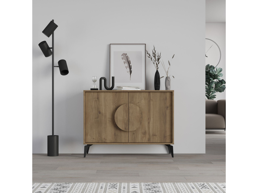 Drewniany kredens "Gora" - 110 x 36 x 82 cm - Brązowy