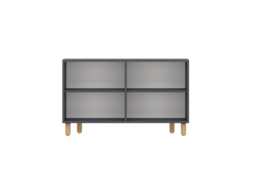 Drewniany kredens "Rodney" - 120 x 30 x 74 cm - Antracytowy szary