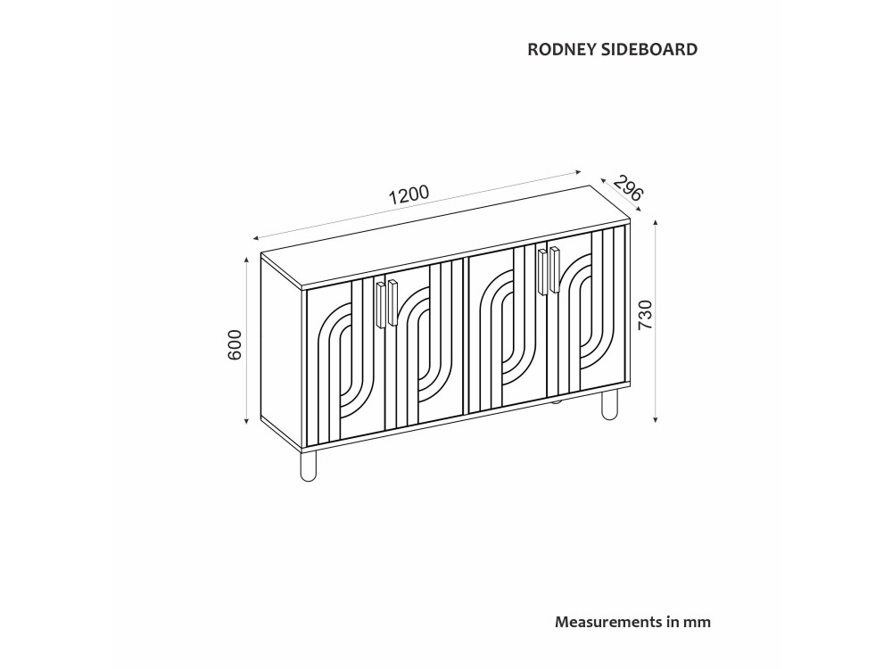 Drewniany kredens "Rodney" - 120 x 30 x 74 cm - trawertyn