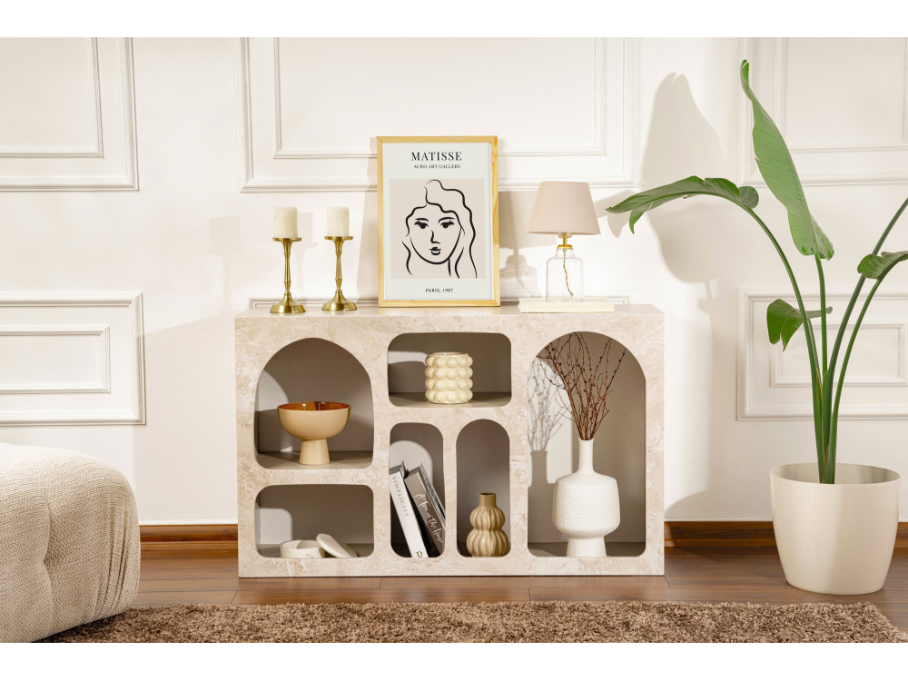 Drewniany kredens "Liva" - 120 x 37 x 74 cm - trawertyn