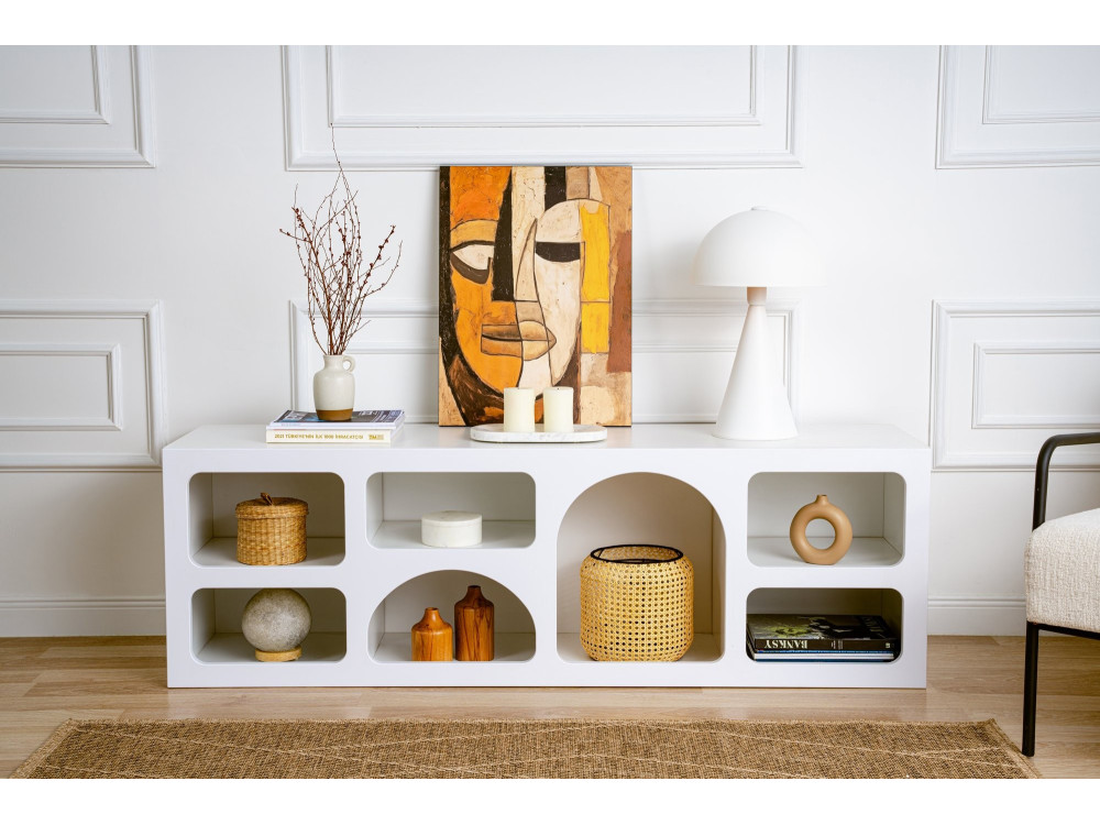 Drewniany kredens "Ferlis" - 160 x 40 x 51 cm - Biały