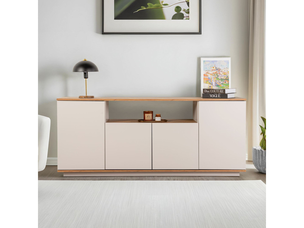 Drewniany kredens "Arista" - 180 x 44 x 75 cm - Beżowy
