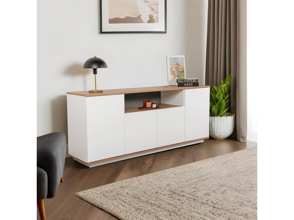 Drewniany kredens "Arista" - 180 x 44 x 75 cm - Biały