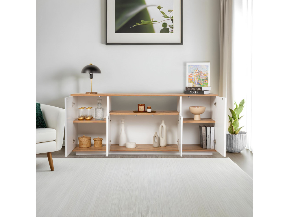 Drewniany kredens "Arista" - 180 x 44 x 75 cm - Biały