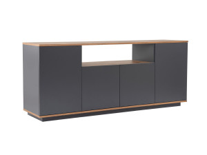 Drewniany kredens "Arista" - 180 x 44 x 75 cm - Antracytowy szary