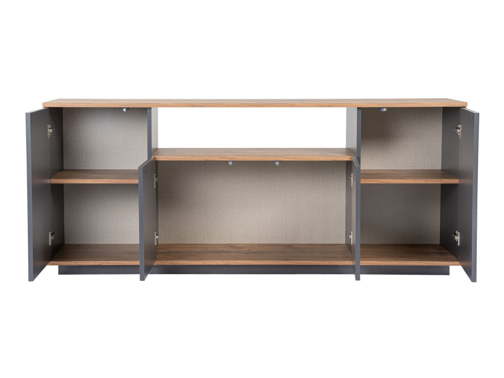 Drewniany kredens "Arista" - 180 x 44 x 75 cm - Antracytowy szary