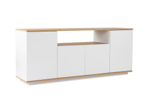 Kredens drewniany "Arista" - 180 x 44,5 x 75 cm - Biały / Dąb Cadiz