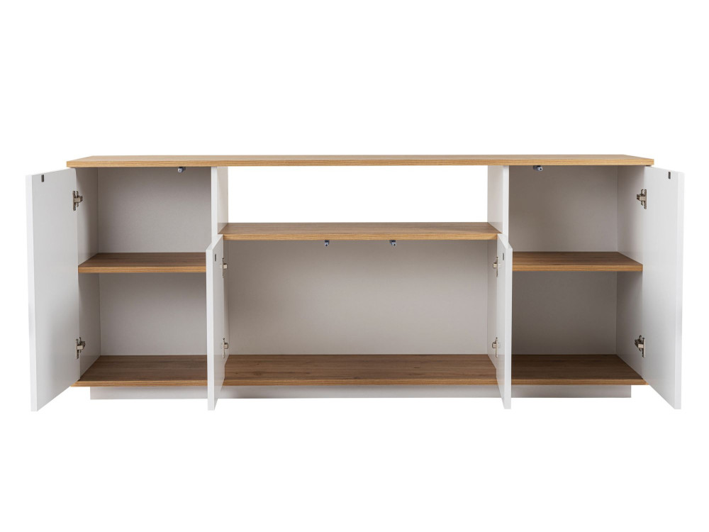Kredens drewniany "Arista" - 180 x 44,5 x 75 cm - Biały / Dąb Cadiz
