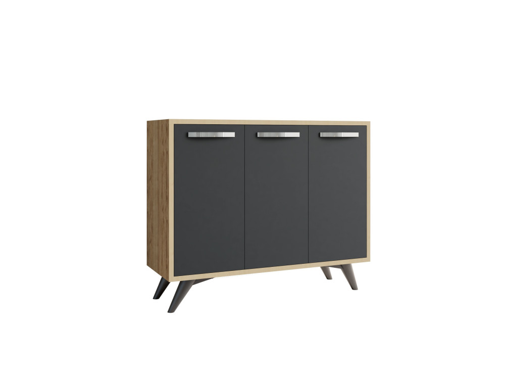 Drewniany kredens "Piffa" - 100 x 35 x 82 cm - Antracytowy szary