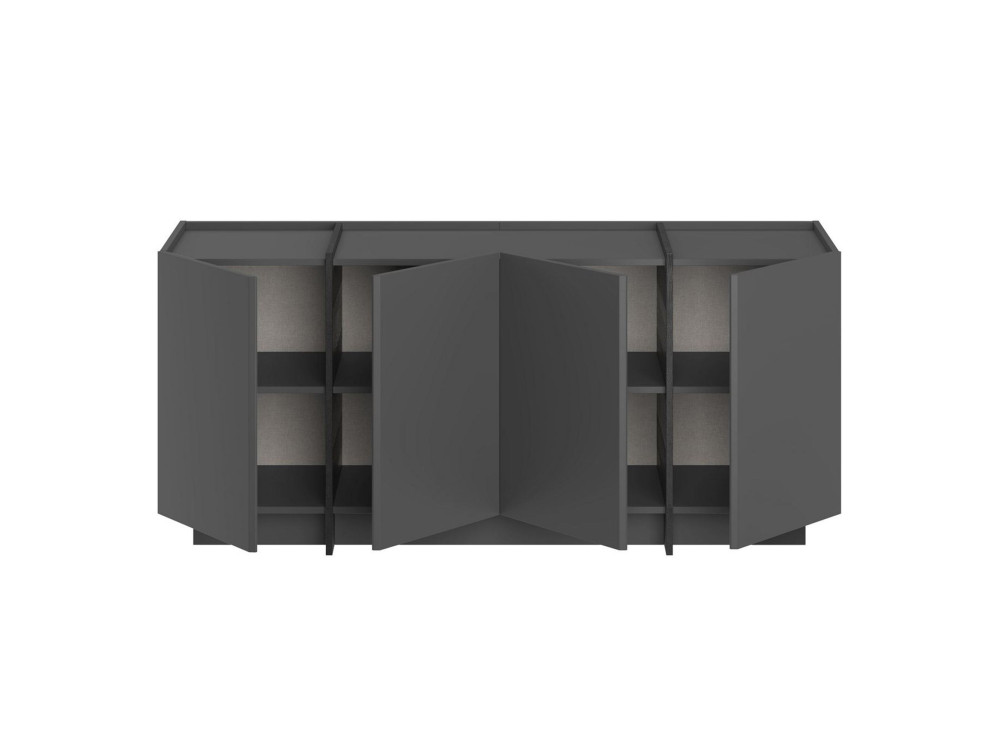 Drewniany kredens "Dorma" - 180 x 45 x 80 cm - Antracyt / Czarny