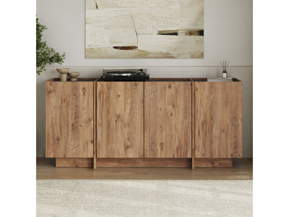 Drewniany kredens "Dorma" - 180 x 45 x 80 cm - Sosna atlantycka / Antracyt