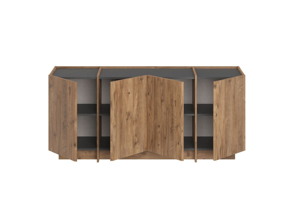 Drewniany kredens "Dorma" - 180 x 45 x 80 cm - Sosna atlantycka / Antracyt