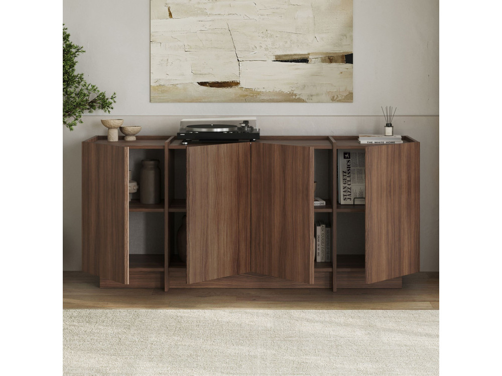 Drewniany kredens "Dorma" - 180 x 45 x 80 cm - Orzech Milano