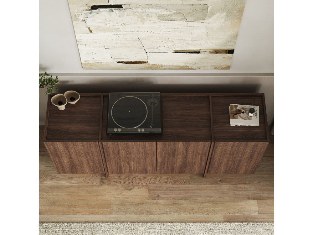 Drewniany kredens "Dorma" - 180 x 45 x 80 cm - Orzech Milano