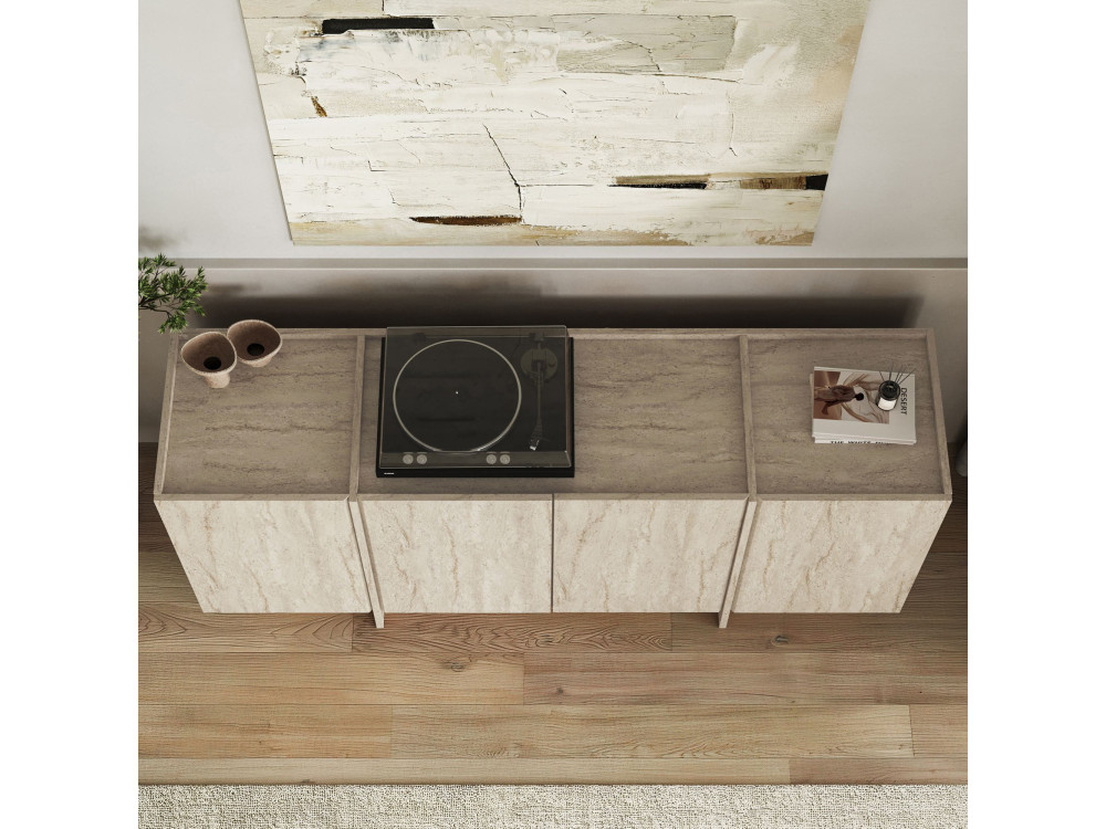 Drewniany kredens "Dorma" - 180 x 45 x 80 cm - Trawertyn