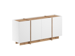Drewniany kredens "Dorma" - 180 x 45 x 80 cm - Biały / Sosna atlantycka