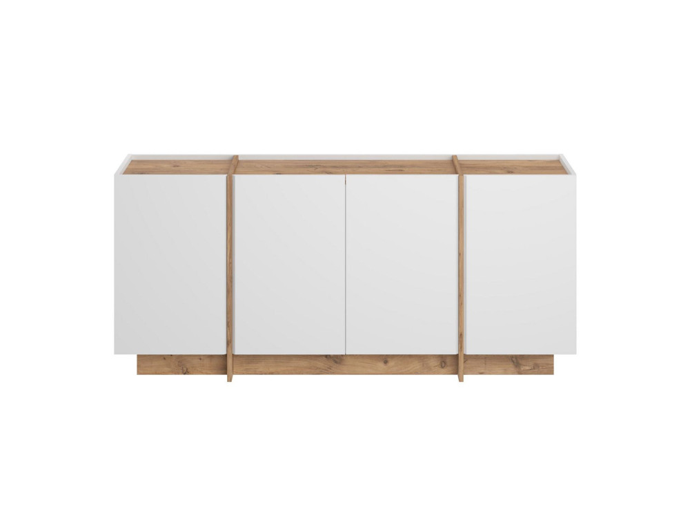 Drewniany kredens "Dorma" - 180 x 45 x 80 cm - Biały / Sosna atlantycka