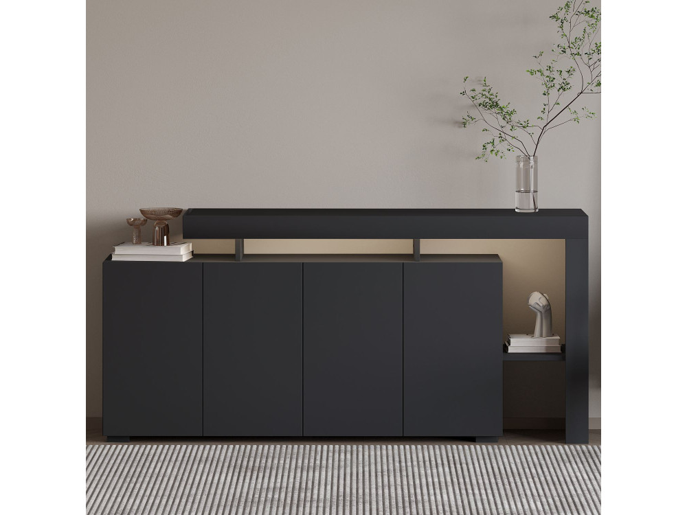 Drewniany kredens "Beliz" - 170 x 35 x 80 cm - Antracyt