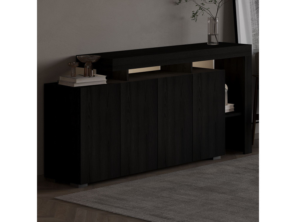 Drewniany kredens "Beliz" - 170 x 35 x 80 cm - Czarne drewno