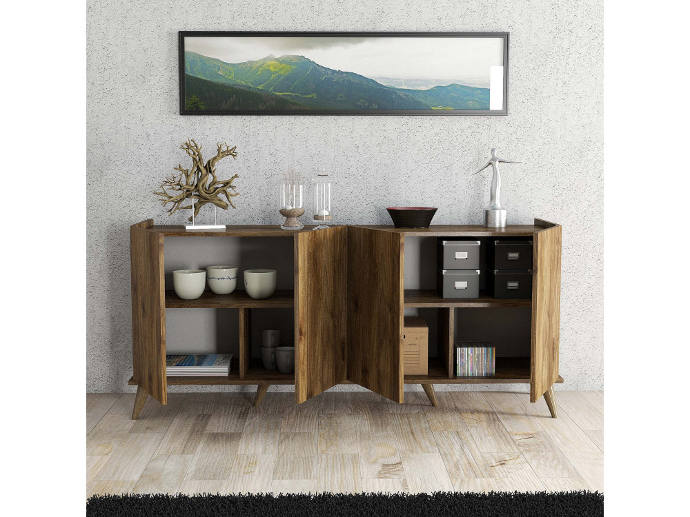 Drewniany kredens "Elegante" - 180 x 45 x 80 cm - Brązowy