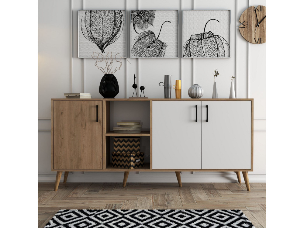 Drewniany kredens "Exxen" - 180 x 45 x 80 cm - Biały