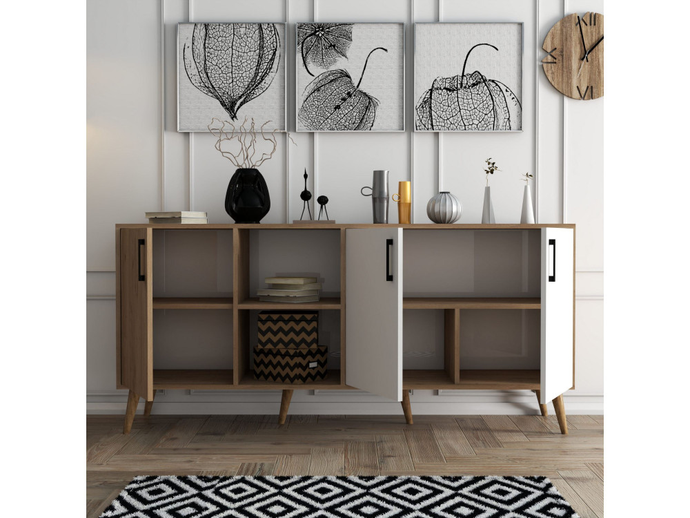 Drewniany kredens "Exxen" - 180 x 45 x 80 cm - Biały