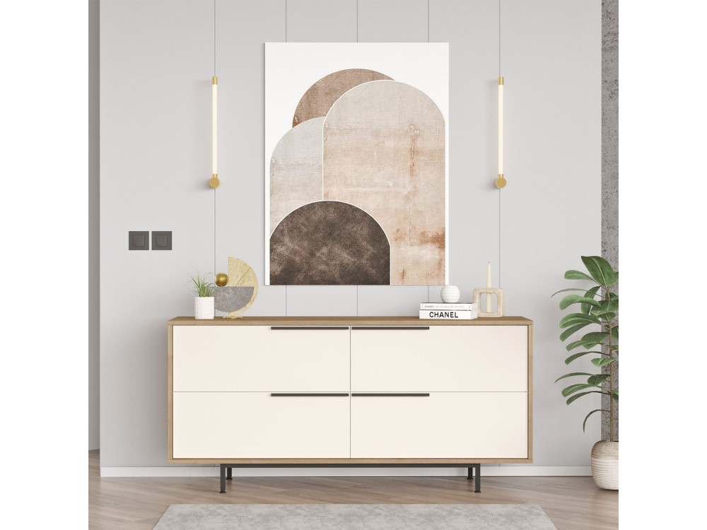Drewniany kredens "ON3-SW" - 160 x 44 x 74 cm - Biały