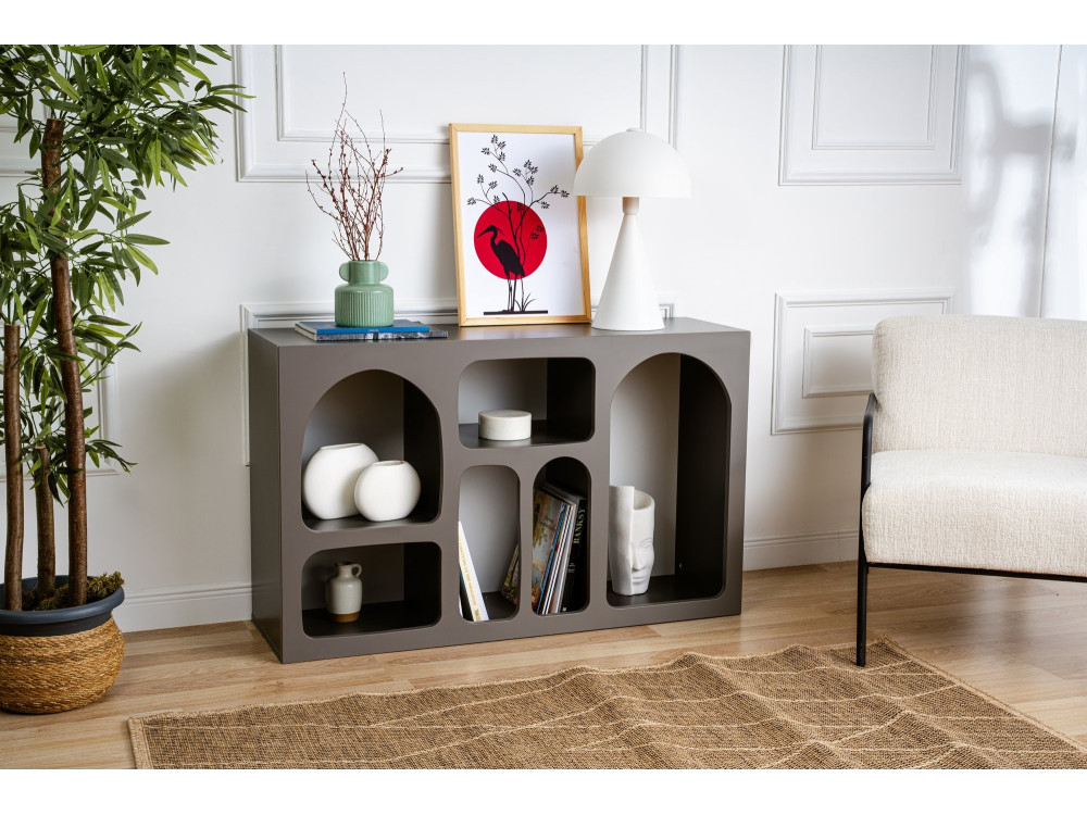 Drewniany kredens "Liva 120" - 120 x 37 x 74 cm - Antracytowy szary