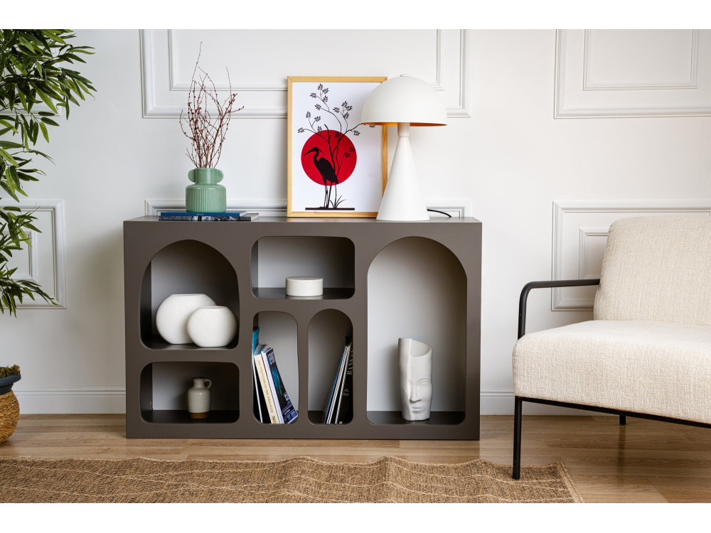 Drewniany kredens "Liva 120" - 120 x 37 x 74 cm - Antracytowy szary