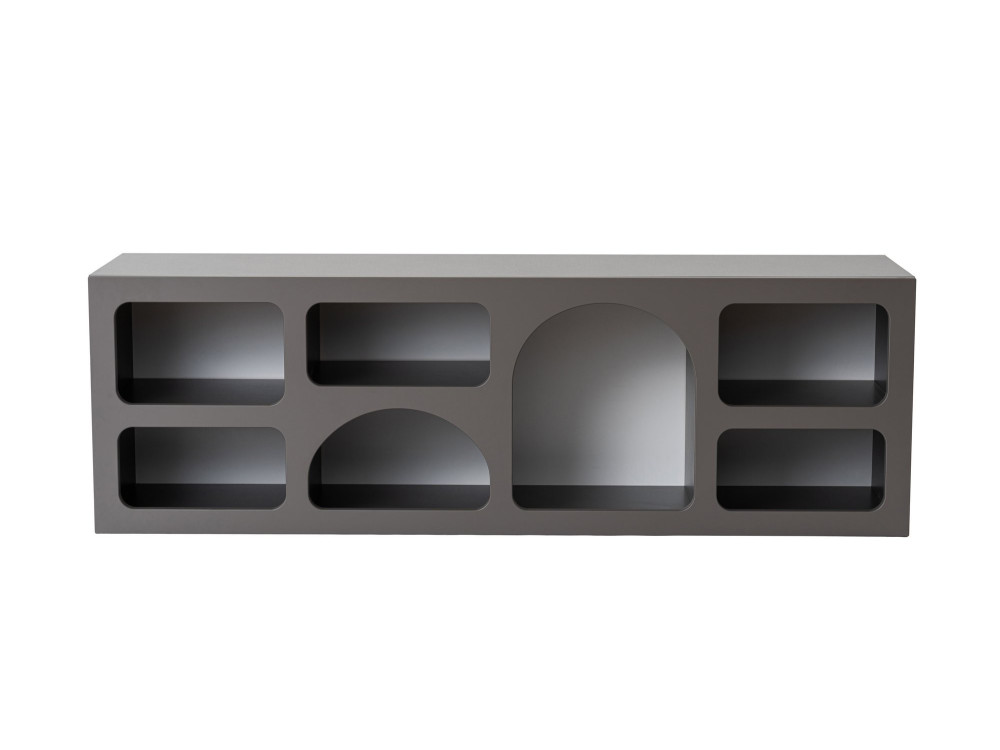 Drewniany kredens "Ferlis" - 160 x 40 x 51 cm - Antracytowy szary