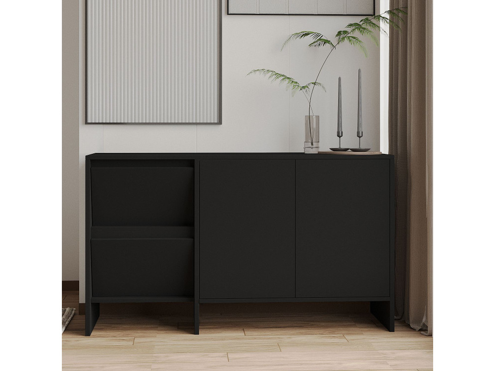 Drewniany kredens "Laris 130" - 130 x 44 x 82 cm - Czarny