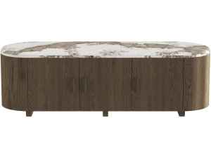 Szafka pod telewizor z ceramicznym blatem Pandora „Azya” – 160 x 45 x 45 cm – brązowa