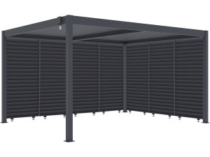 Pergola bioklimatyczna z 7 aluminiowymi żaluzjami „Windsor” – 3 x 4 m – szara