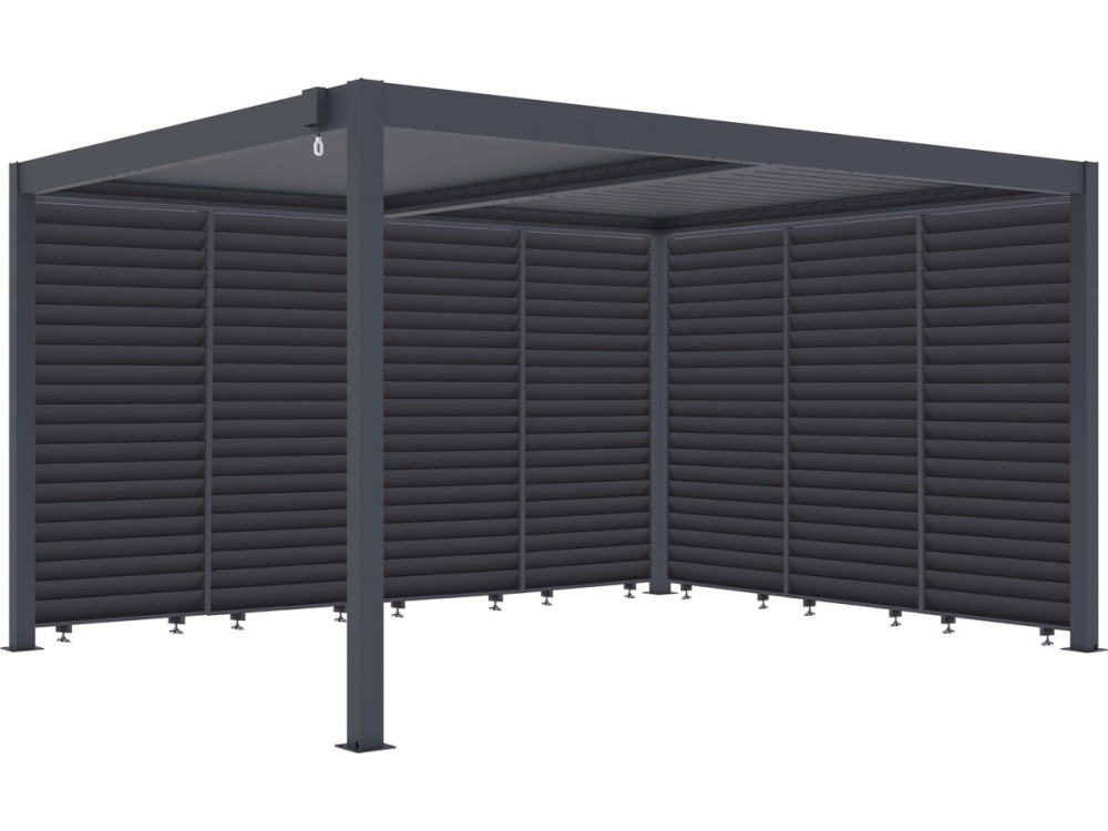 Pergola bioklimatyczna z 7 aluminiowymi żaluzjami „Windsor” – 3 x 4 m – szara